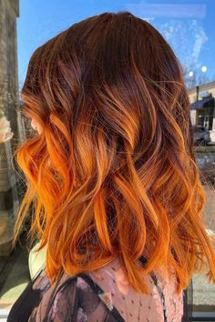 Multicolor Red Hair, Red Ombre Hair Color For Brunettes, Brown To Red Ombre Hair, Red Hair Ombre, Summer Red Hair Color, Ombre Red Hair, Dyed White Hair, Ginger Ombre