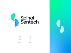 the logo for spinal sentech is shown in two different colors and font options