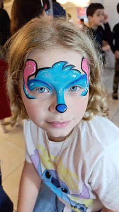 pintura facial Stitch Face Painting Setup, Character Face Paint, Stitch Face Paint, Stitches Makeup, Stitch Costume, Kids Room Paint