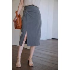 Lasaky - Stylish and Chic High-Waisted Split Hem Pencil Skirt with Knot Detail Wrap Around Skirt, Satin Midi Skirt, Split Hem, Types Of Skirts, Olivia Mark, Dance Wear, Pencil Skirt, Fashion Shoes, Midi Skirt