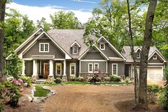 this is an artist's rendering of these country homeplans in the woods