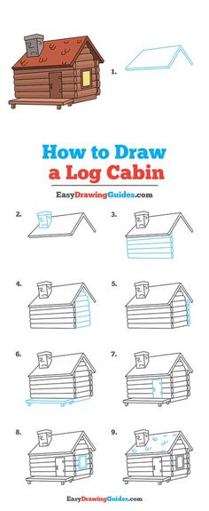 how to draw a log cabin