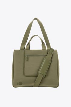 BÉIS 'The East to West Tote' in Olive - Green Recycled Travel Tote Bag Recycled Tote, Phone Water, Crafts From Recycled Materials, Green Tote, Travel Tote Bag, Work Bags, Travel Tote, Laptop Pocket, East West