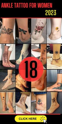 the cover of an article about ankle tattoo for women, featuring images of different tattoos