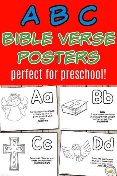 ABC Bible Verse Posters- Pre-K Ideas Simple Bible Verses, Abc Bible Verses, Angels Bible, Prek Literacy, Bible Crafts Sunday School, Bible Verse Posters