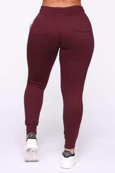 Stretch Bottoms For Jogging In Fall, Red Fitted Jogging Bottoms, Fitted Red Jogging Bottoms, Red Stretch Sweatpants For Jogging, Stretch Joggers For Fall, Stretch Jogger Trousers For Fall, Stretch Full Length Joggers For Fall, Fall Stretch Full-length Joggers, Fall Stretch Full Length Joggers