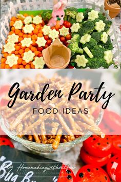 garden party food ideas with text overlay