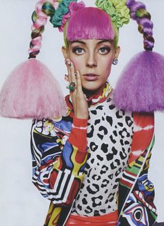 Jeremy Scott jumper in Miss Vogue Chloe Norgaard, Vogue Uk, Hair Shows, Jeremy Scott, Borderlands, Crazy Hair, Hair Art, Looks Style, Colorful Fashion