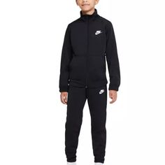 New With Tag Nike Kids' Sportswear Polyester "Black" Tracksuit Size Small (Dd0324-010) The Nike Kids' Sportswear Polyester "Black" Tracksuit Has Old-School Style. This Classic Combo Features A Versatile Full-Zip Jacket And Pants That You Can Wear Together Or Separately. Your Choice! Plus, It’s Made With Soft Fabric To Feel Comfy All Day. Stay Warm The Jacket And Pants Are Made Of Cozy Fabric That Feels Supersoft On The Inside. Snug Fit- True To Size The Pants Have An Elastic Waistband And Drawco Nike Sportswear Tracksuit For Sports, Functional Black Tracksuit For Training, Nike Sports Tracksuit, Black Moisture-wicking Tracksuit Sportswear, Black Sportswear Tracksuit For Sports, Black Moisture-wicking Tracksuit For Sportswear, Nike Tracksuit For Sports, Nike Black Tracksuit For Streetwear, Nike Black Tracksuit Sportswear