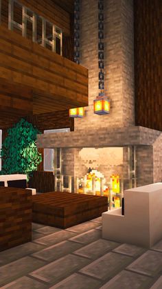 the interior of a modern house in minecraft