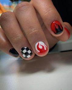 Flame Nails Short Men, Nail Ideas For Men Simple, Cool Nails For Guys, Nails Inspiration Men, Cool Nail Designs For Men, Male Nail Art Designs Simple, Mens Nail Art Designs, Nails Designs For Men, Masculine Nail Designs Men