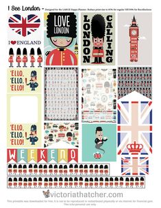 the london collage is made up of many different images and words, including british symbols