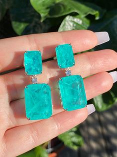 Neon Glowing Natural Columbian Emerald Earrings and Matching | Etsy Columbian Emeralds, Emerald Style, Neon Glow, Colombian Emeralds, Beautiful Gift Wrapping, Bluish Green, Emerald Earrings, All That Glitters, Matching Necklaces