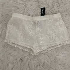 Beautiful Lacey Sleeping Shorts Feminine White Lace Bottoms, Elegant White Lace Shorts, Feminine White Summer Pants, White Lace Casual Pants, Veronica Lodge Outfits, Sleeping Shorts, Fuzzy Robe, Camo Bra, Bridal Pajamas