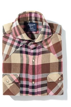 Drakensberg Brushed Cotton Check In Brown/ Pink - AXEL'S Travel Jacket, Mac Jeans, Knit Outerwear, Mens Vests, Selvedge Denim, Sport Dress, Tailored Jacket, Pocket Pants, Brushed Cotton