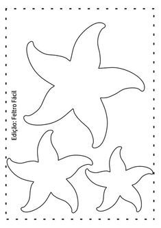 four starfishs cut out on a white paper with the words sea life below them