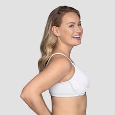 The Beauty Back Full Figure Lace Underwire bra is lightly padded with contoured cups to provide the coverage you need for all day comfort and support with added feminine flair. Pretty details meet luxurious support with a no poke underwire and a little touch of smooth lace, for a flattering detail that wont show through clothes. The invisible neckline looks smooth under your favorite T-shirts and silky blouses. Wide and comfortable honeycomb elastic straps adjust from the back. The leotard back Supportive Bra With Moderate Coverage, Full Cup Bra With Moderate Coverage, Supportive Full Cup Bra With Moderate Coverage, Supportive Full Coverage Bra With Moderate Coverage, Bra Measurements, Busted Band, Lace Underwire, Silky Blouse, 4 Way Stretch Fabric