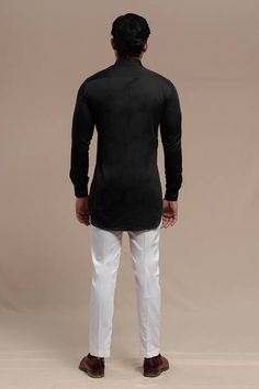 Buy Black Pure Cotton Smocked Kurta And Pant Set For Men by Runit Gupta Online at Aza Fashions. Luxury Sale, Mens Wear, Plain Black