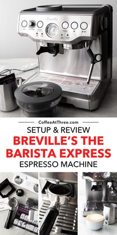 an espresso machine with the words breville's the barista express