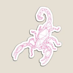 a pink sticker with the shape of a scorpion on it's back and legs