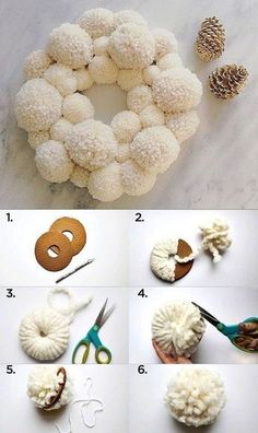 the steps to make a snowball wreath