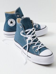 Cute Converse Shoes, Chuck Taylor All Star Lift, Blue Converse, Cute Sneakers