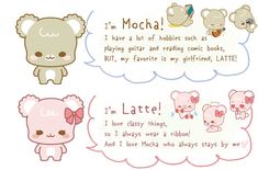 an image of some cute animals with words in the sky above them that say i'm mocha