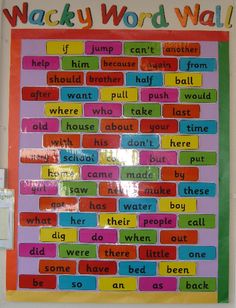 a colorful bulletin board with words on it