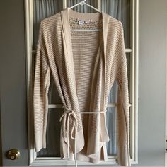 Tan Cardigan Sweater From Gap With An Open Knit To It. Has A Tie Belt That Can Be Used. Perfect For Spring And Summer Layering. Breathable And Lightweight. No Tags But I’ve Never Worn This. Size Small. Summer Layering, Tan Cardigan, Tan Sweater, Gap Sweater, Open Knit, Sweater Weather, Tie Belt, Colorful Sweaters, Cardigan Sweater