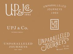 the logos for up & co, unpailled journey's and unappiled journey's