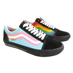 Brand New W/ Tag Size: Men's Sz 10 Vans' Skate Old Skool "Pride" Sneakers Are Crafted From A Mix Of Suede And Canvas. This Pair Is Constructed With Popcush Footbeds For Soft Cushioning And Optimum Protection. They're Elevated By Contrast Stitching And Vibrant Detailing. Pride Sneakers, Black Rainbow Vans, Vans Men, Skateboarding Shoes, Vans Skate, New Vans, Vans Black, Mens Vans, Old Skool