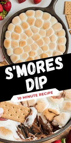 cast iron skillet with browned marshmallows, bottom photo has melted chocolate and marshmallows in skillet Dessert Dip Recipes, Easy Sweets, Dinner Recipes Easy, Lake Food Ideas Summer, Sweet Dips, Food Ideas Summer, Slow Cooker Desserts, Lake Food Ideas