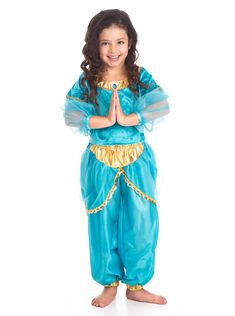 PRICES MAY VARY. This Oasis princess dress, with its bold teal color and gold accents, has a true Middle Eastern flavor. The velvet bodice has full sleeves accented with sheer fabric, along with a gem at the neckline and billowy, comfortable pants. Machine washable! Made for everyday play and adventure. No buttons, zippers, or ties to frustrate little fingers. No itchy underskirts or fabrics. Completely finished seams and hems. Stretch velvet bodice. Breathable, Silky Soft, 100% Polyester Fabric Princess Jasmine Costume Kids, Jasmine Costume Kids, Arabian Princess Costume, Princess Costumes For Girls, Princess Jasmine Costume, Arabian Princess, Dress Up Shoes, Disney Jasmine, Jasmine Dress