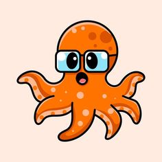 an orange octopus with glasses on it's face