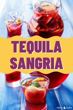 tequila sangria + pitcher recipe Sangria Recipes With Tequila, Margarita Sangria Recipe, Tequila Sangria Recipes, Sangrita Tequila Recipes, Mexican Sangria Recipes, Sangria Pitcher Recipe, Sangarita Recipe, Mexican Sangria, Sangria Margarita Recipe