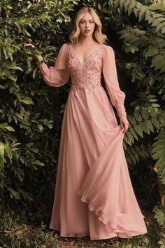 Long Sleeve Chiffon Dress, Cinderella Divine, Unique Prom Dresses, Chiffon Evening Dresses, Chiffon Gown, Prom Dresses With Sleeves, Chiffon Long Sleeve, Gowns With Sleeves, Chiffon Skirt