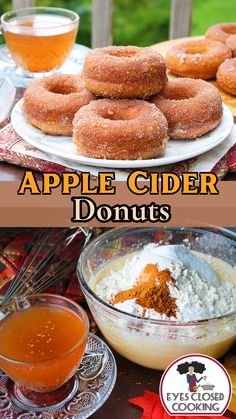 apple cider donuts with cinnamon and cream