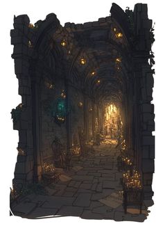 an image of a hallway with lights in it