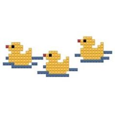 three yellow ducks floating in the water with one ducky on it's back