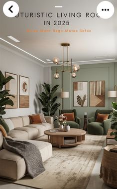 a living room filled with furniture and plants