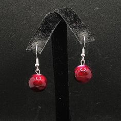 A Single Red Bead On A Silver Plated Earring Hook. Made By Me. Never Worn. Red Faceted Beads Round Earrings, Bead Dangle Earrings, Earring Hook, Hand Crafted Jewelry, Beaded Dangle Earrings, Red Bead, Crafted Jewelry, Beaded Dangles, Made By Me