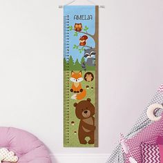 a child's growth chart with animals on it