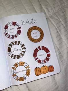 Book Habit Tracker, Cute Fall Journal Ideas, October Bulletin Journal Ideas, Journal Ideas Habit Tracker, September Habit Tracker, Fall Habit Tracker, November Tracker, November Symbols, October Journal Ideas Aesthetic