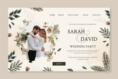 the wedding website is designed to look like it has been decorated with flowers and leaves