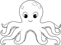 an octopus with big eyes and long tentacles is shown in this coloring page for kids