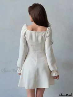 Olivia Mark - Classic White Semi-Formal Dress with Long Sleeves and Square Neck White Semi Formal Dress, Semi Formal Dress, Dress With Long Sleeves, Olivia Mark, Classic White, Semi Formal, Square Neck, Convertible, Black Dress