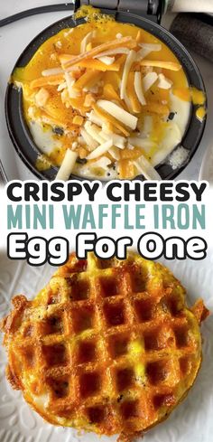 crispy cheesy mini waffle iron egg for one