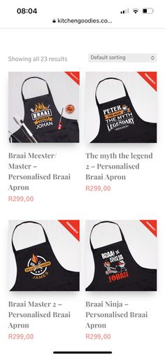 the cooking aprons are designed to look like they have different logos on them, but not