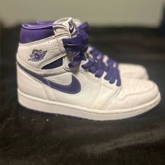 Only Worn A Couple Times. Don’t Have The Original Box Anymore. High Court, Jordan 1 Retro High, Jordan 1 Retro, Couple Time, Jordan 1, Purple Color, Color Purple, Womens Shoes Sneakers, A Couple