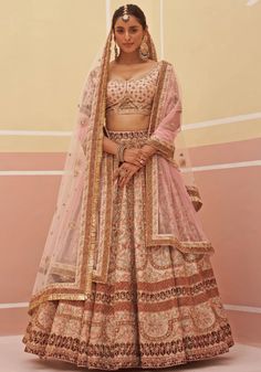 Peach Silk Embroidered Bridal Lehenga Angad Singh - Fabilicious Fashion Sabyasachi Collection, Embroidered Bridal Lehenga, Raw Silk Lehenga, Sabyasachi Lehenga, Indian Bridal Dress, Indian Bridal Outfits, Indian Wedding Outfits, Lehenga Designs, Manish